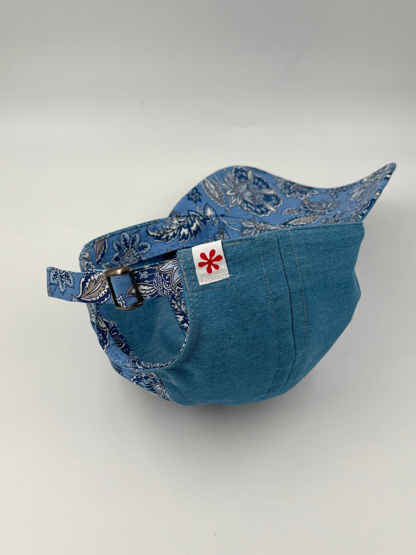 Casquette boucle et foulard « Fleurs provençales bleues » - Adulte