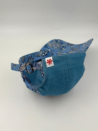 Casquette boucle et foulard « Fleurs provençales bleues » - Adulte