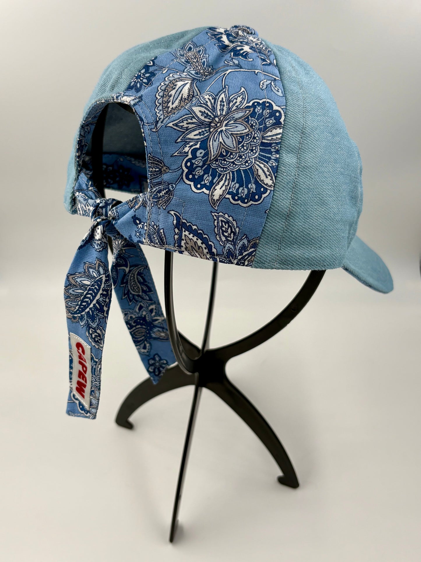 Casquette boucle et foulard « Fleurs provençales bleues » - Adulte