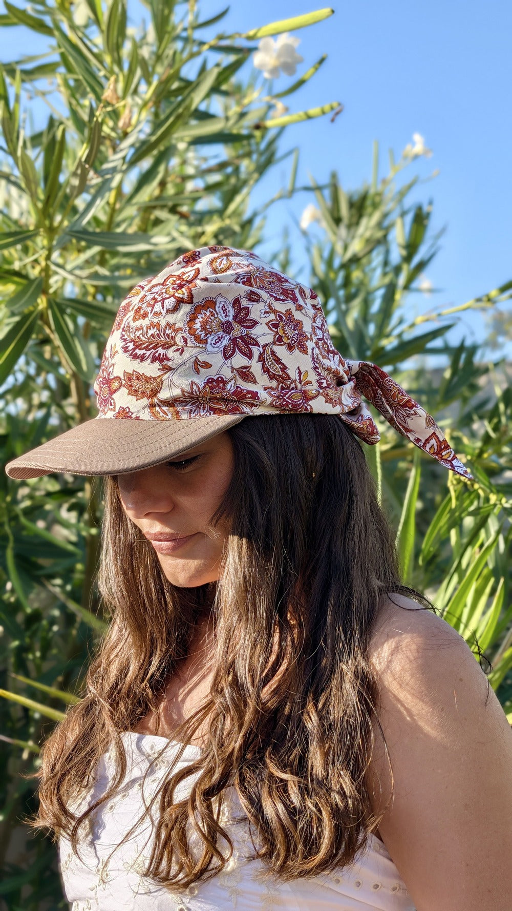 Casquette foulard - Fleurs provençales rouges