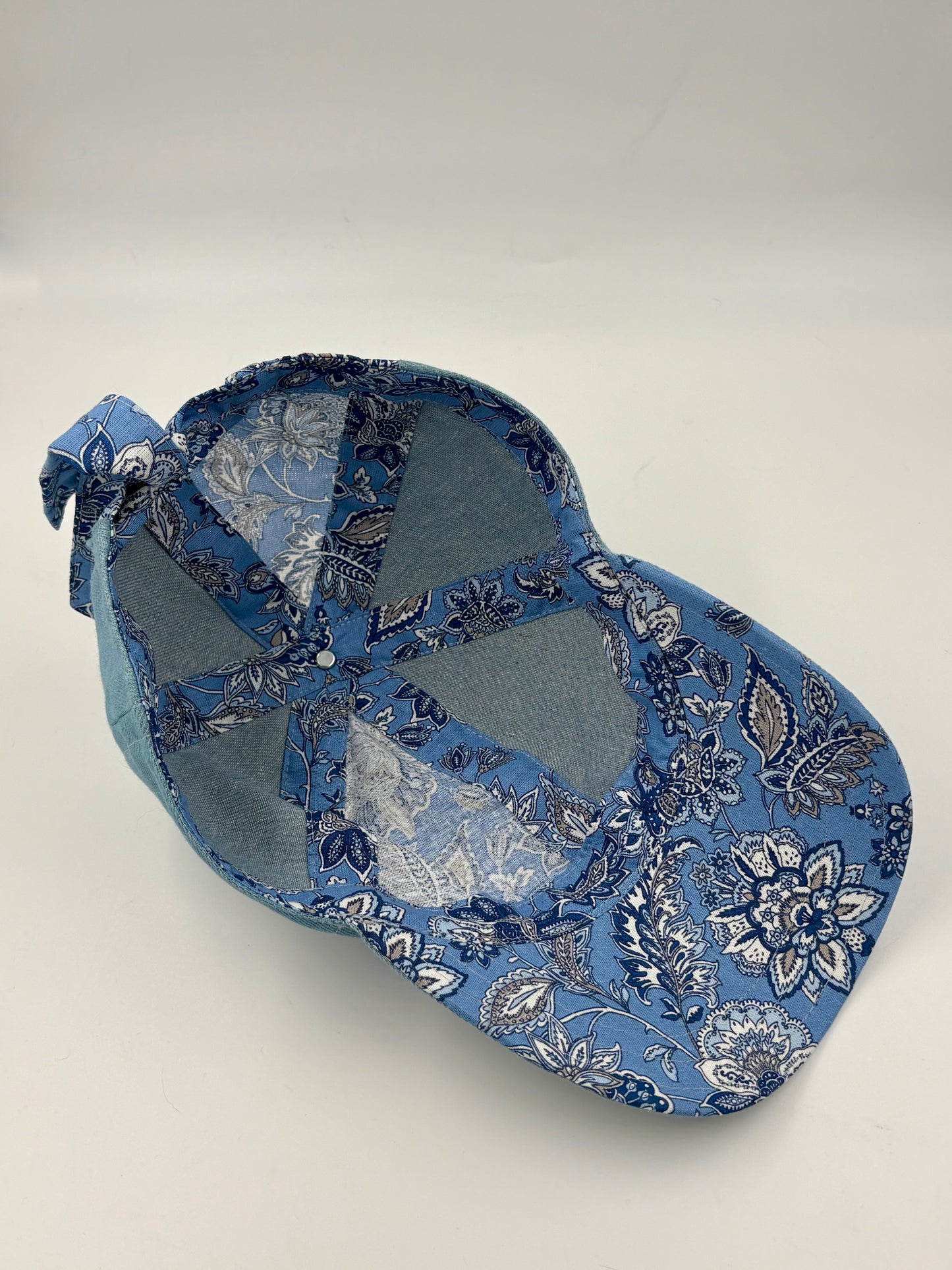 Casquette boucle et foulard « Fleurs provençales bleues » - Adulte
