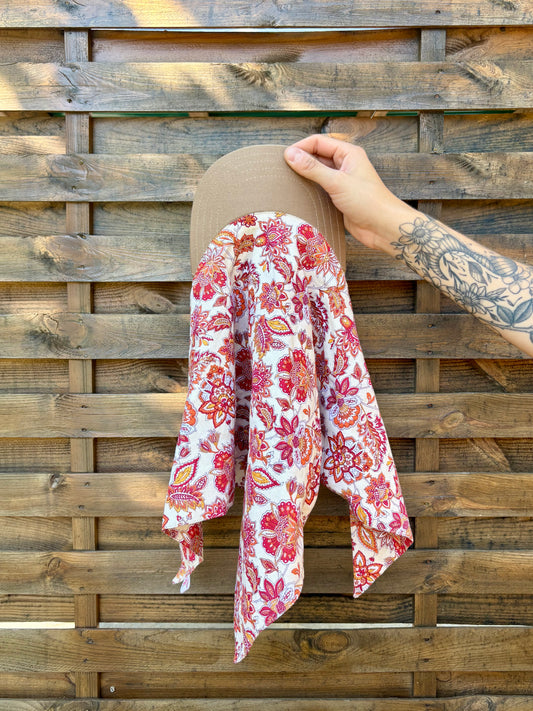 Casquette foulard - Fleurs provençales rouges