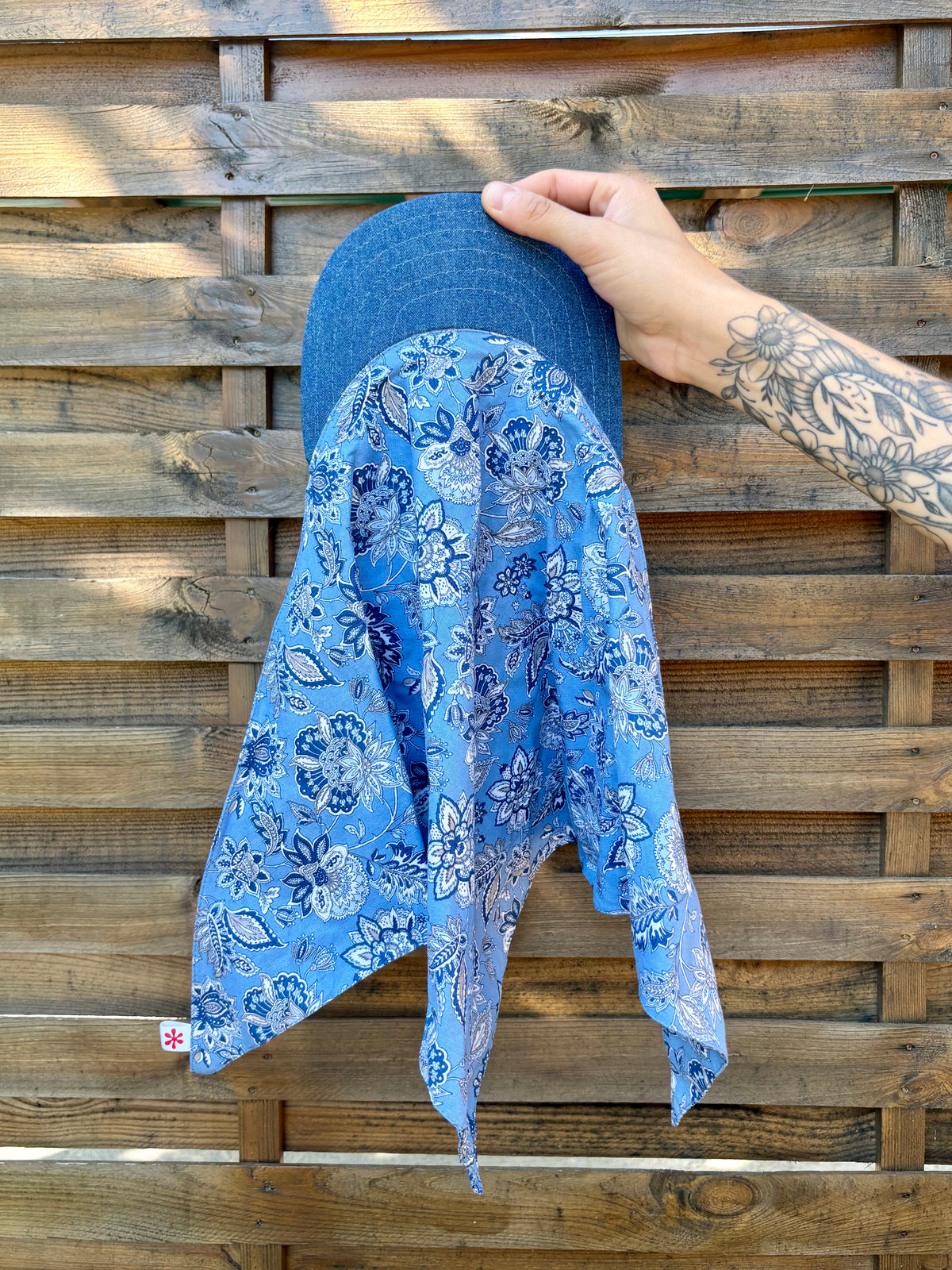 Casquette foulard - Fleurs provençales bleues