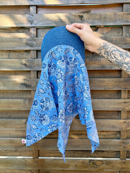 Casquette foulard - Fleurs provençales bleues
