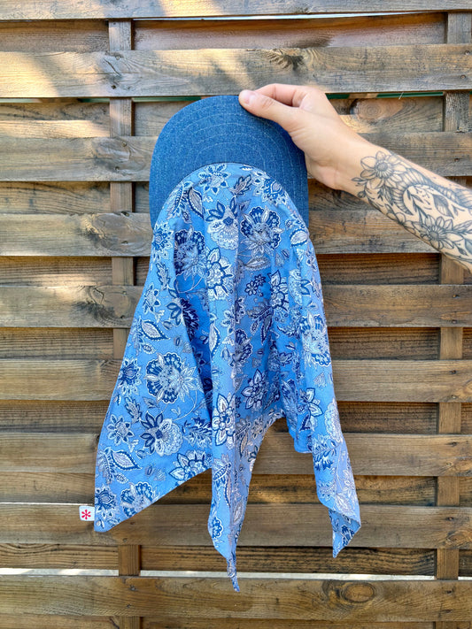 Casquette foulard - Fleurs provençales bleues