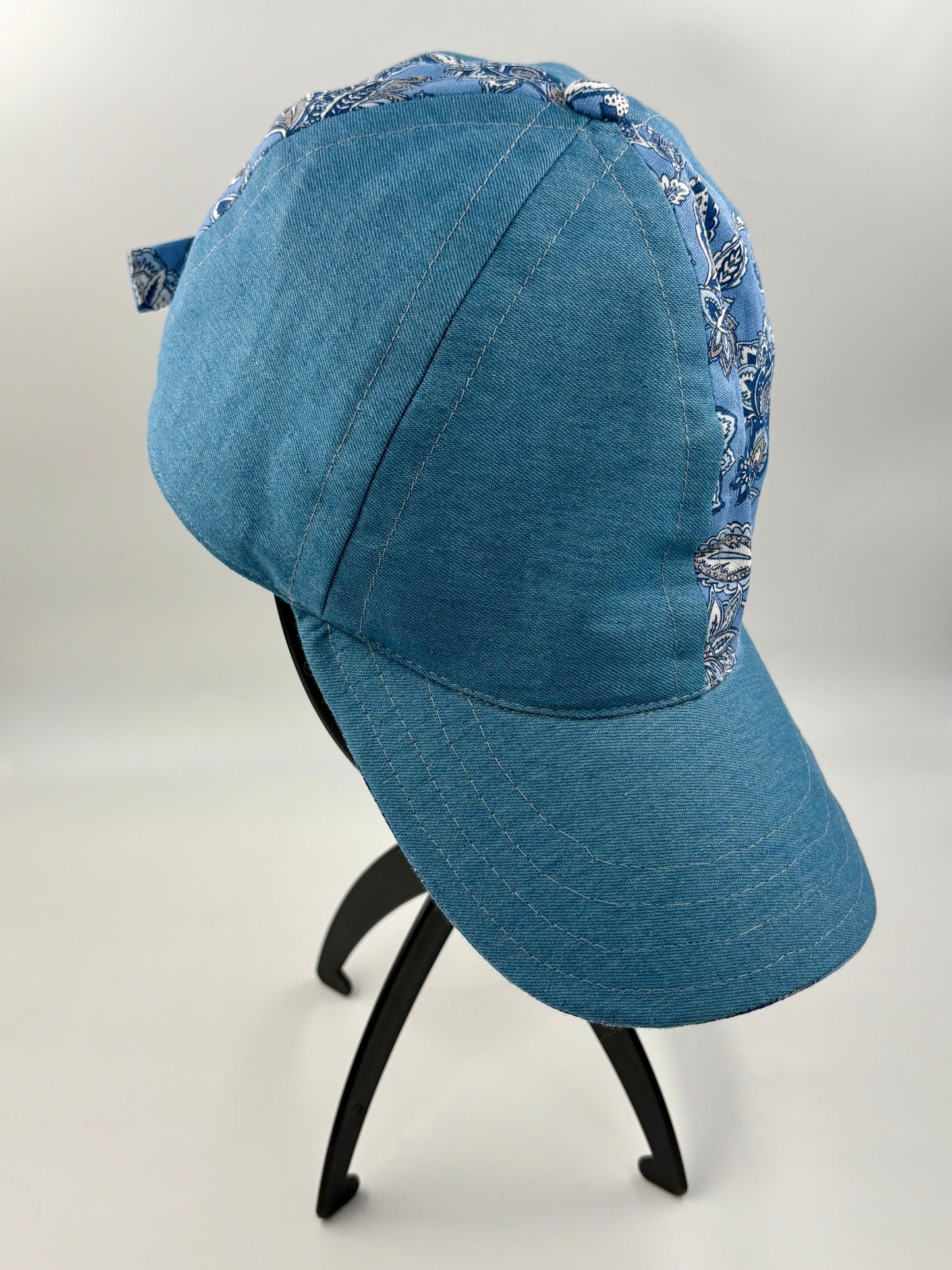 Casquette boucle et foulard « Fleurs provençales bleues » - Adulte