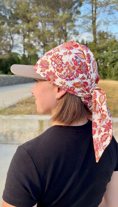 Casquette foulard - Fleurs provençales rouges