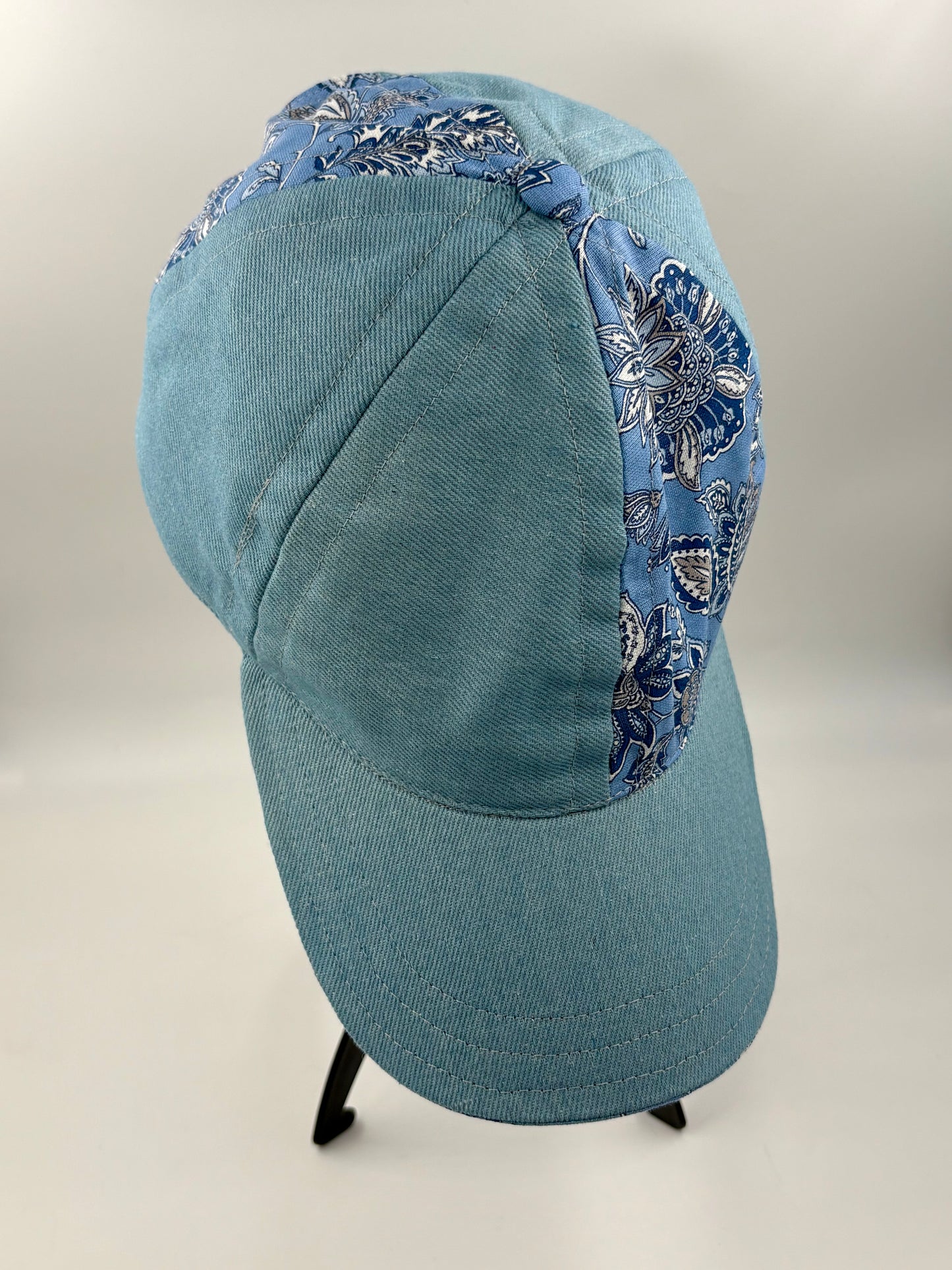 Casquette boucle et foulard « Fleurs provençales bleues » - Adulte