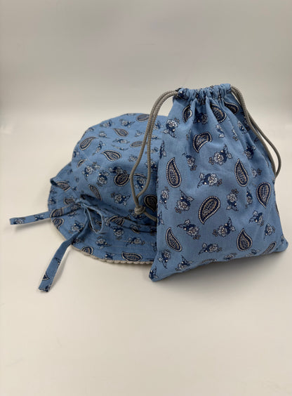 BOB RÉVERSIBLE ficelles « MOTIFS » + POCHON ASSORTI - Enfant