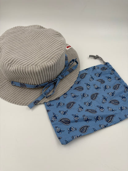 BOB RÉVERSIBLE ficelles « MOTIFS » + POCHON ASSORTI - Enfant