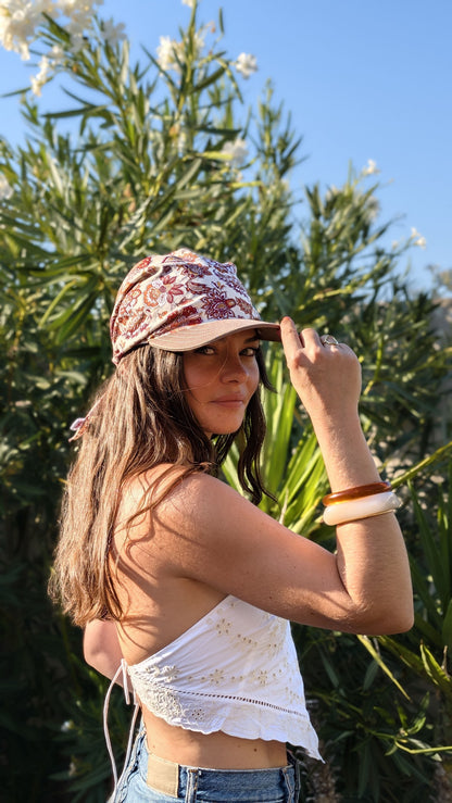 Casquette foulard - Fleurs provençales rouges